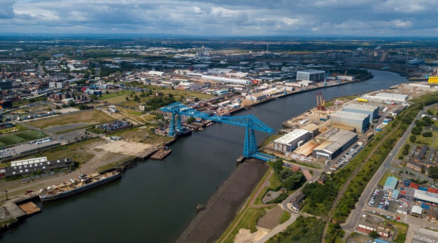 An aerial shot of the River Tees