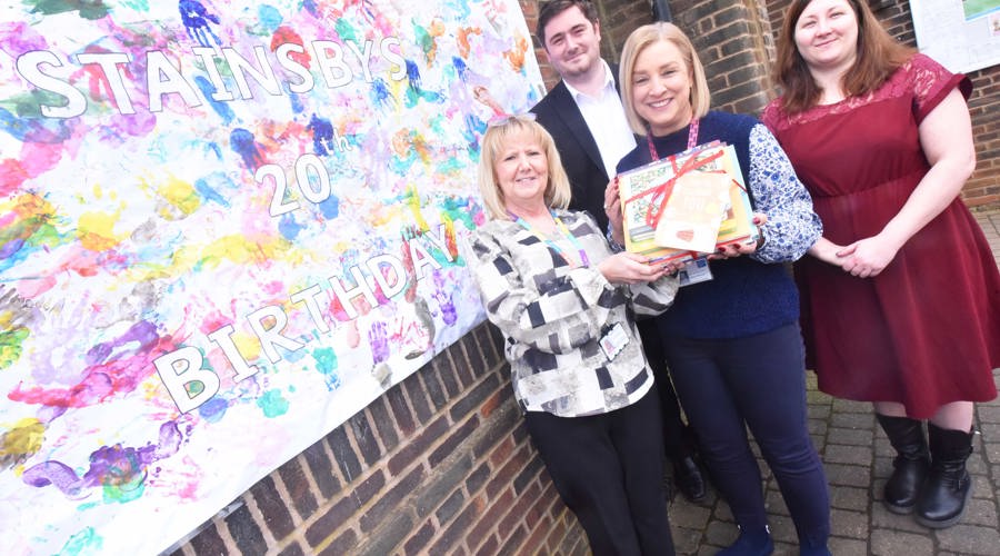 Staff at Stainsby Nursery welcome Middlesbrough Mayor Chris Cooke and Deputy Mayor Philippa Storey as they celebrate the setting’s 20th anniversary