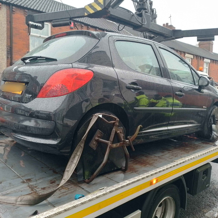 A seized vehicle being removed from the road in North Ormesby