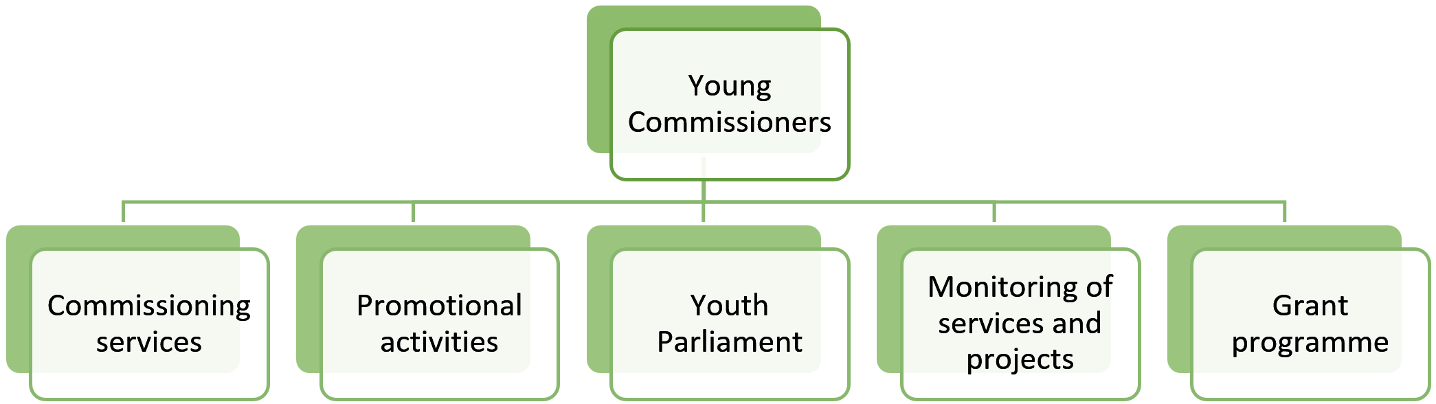 A picture explaining what the young commissioners are, the information is also available below