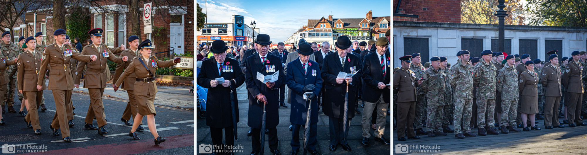 Veterans, members of the armed forces, and civic dignitaries at the Remembrance Sunday event
