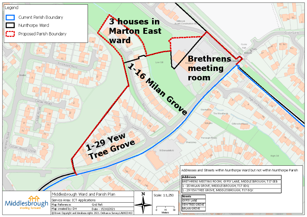 Nunthorpe Parish Council boundary