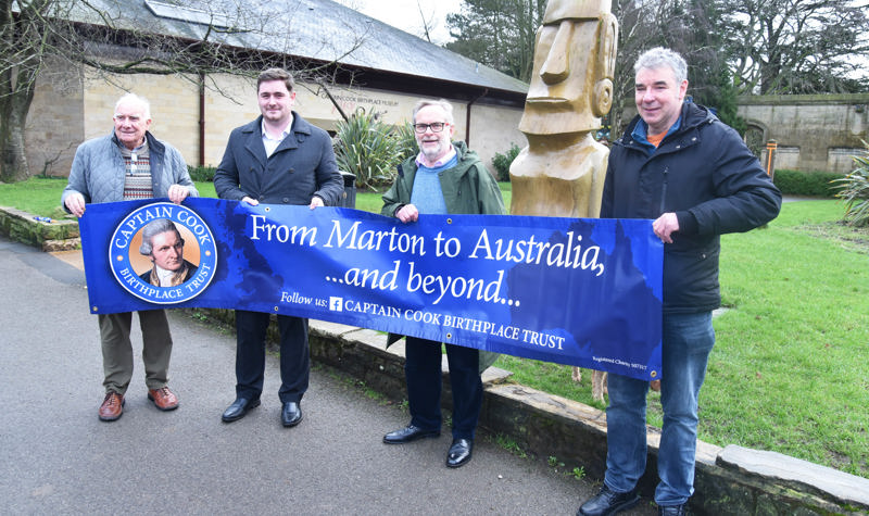 Middlesbrough Mayor Chris Cooke (second from left) with members of the Captain Cook Birthplace Trust Tom Mawston, Chair Martin Peagam and Rob Nichols outside the museum